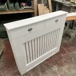 White Vertical Slat Radiator Cover with Drawers