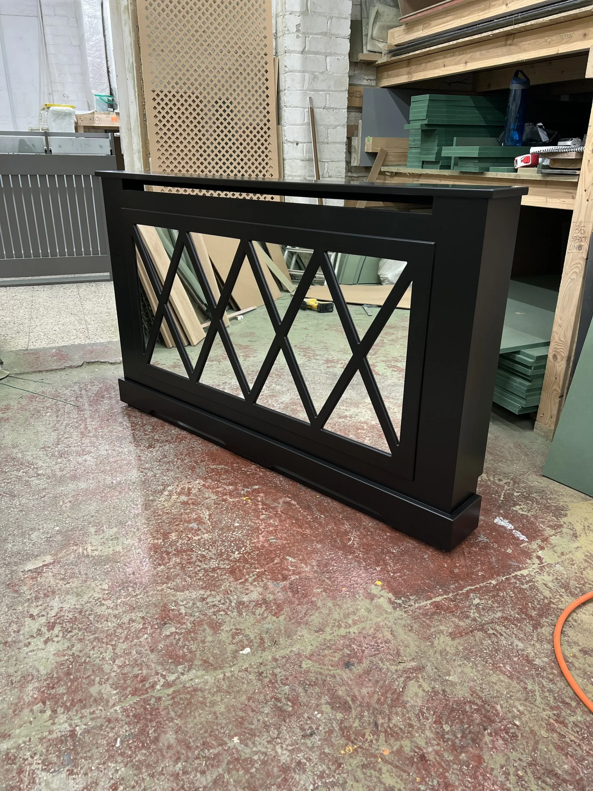 Sophisticated Black Bailey Mirrored Radiator Cabinet