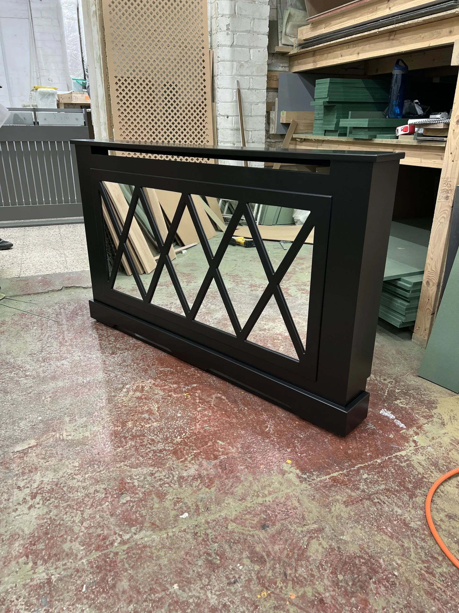 Sophisticated Black Bailey Mirrored Radiator Cabinet