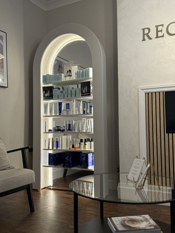 LED-Lit Salon Mirror Station with Rear Storage
