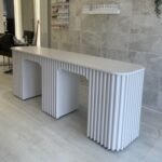 Bespoke nail desk, reeded design two person station, Skimming Stone