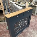 Bespoke Radiator Cover with Drawers & Solid Oak Top Floral Grill