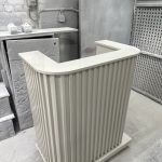 Reeded Bespoke Reception Desk, Farrow & Ball, Skimming stone