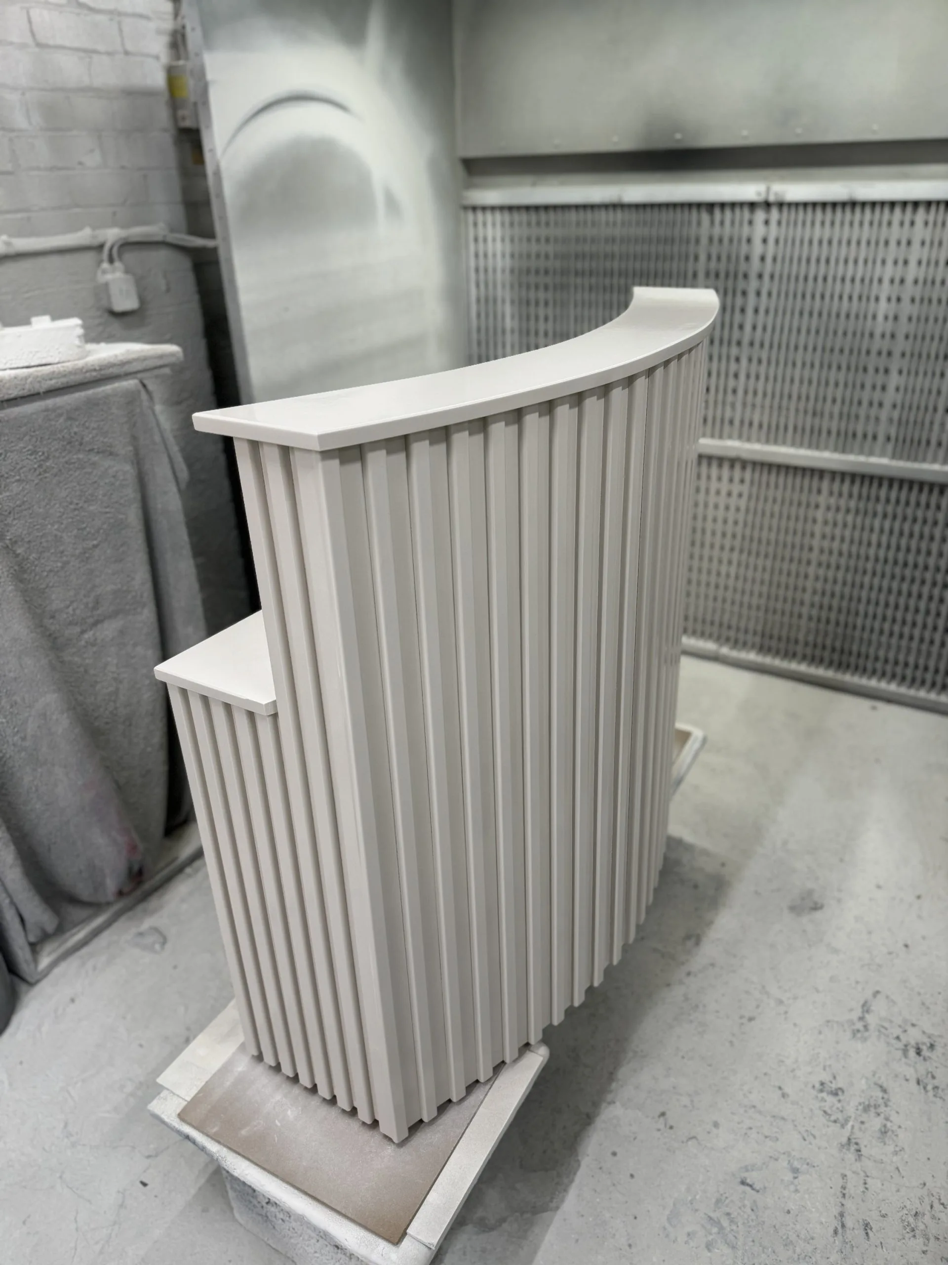 Curved Reeded Design Reception Counter