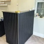 Reeded Bespoke Reception Desk, L shape, Matt Black