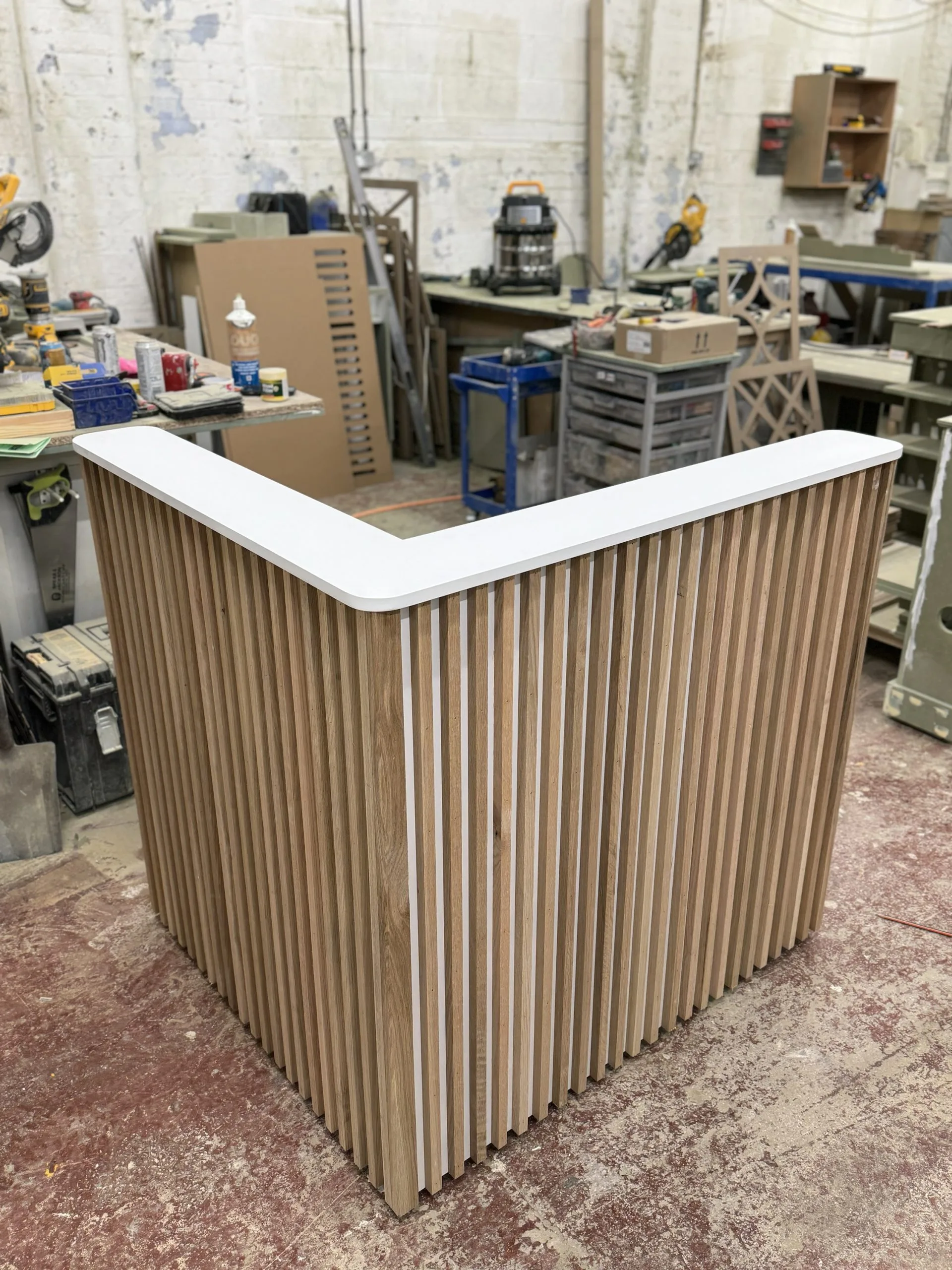 Bespoke Reception Desk, L Shape, Farrow & Ball