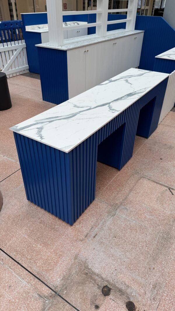 Signal Blue Two-Person Nail Desk with Gold Accents
