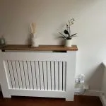 Vertical Slat Radiator Cover with a Walnut Solid Oak Top