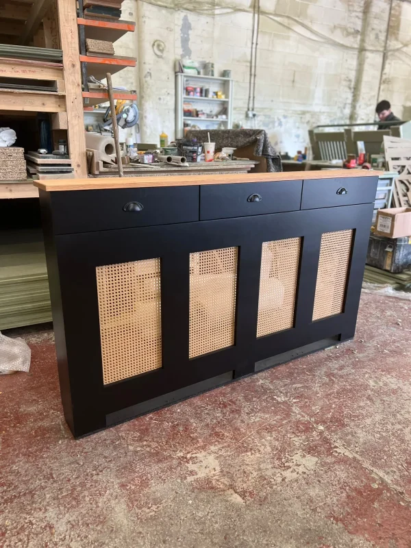 Rattan Radiator Cover in Black