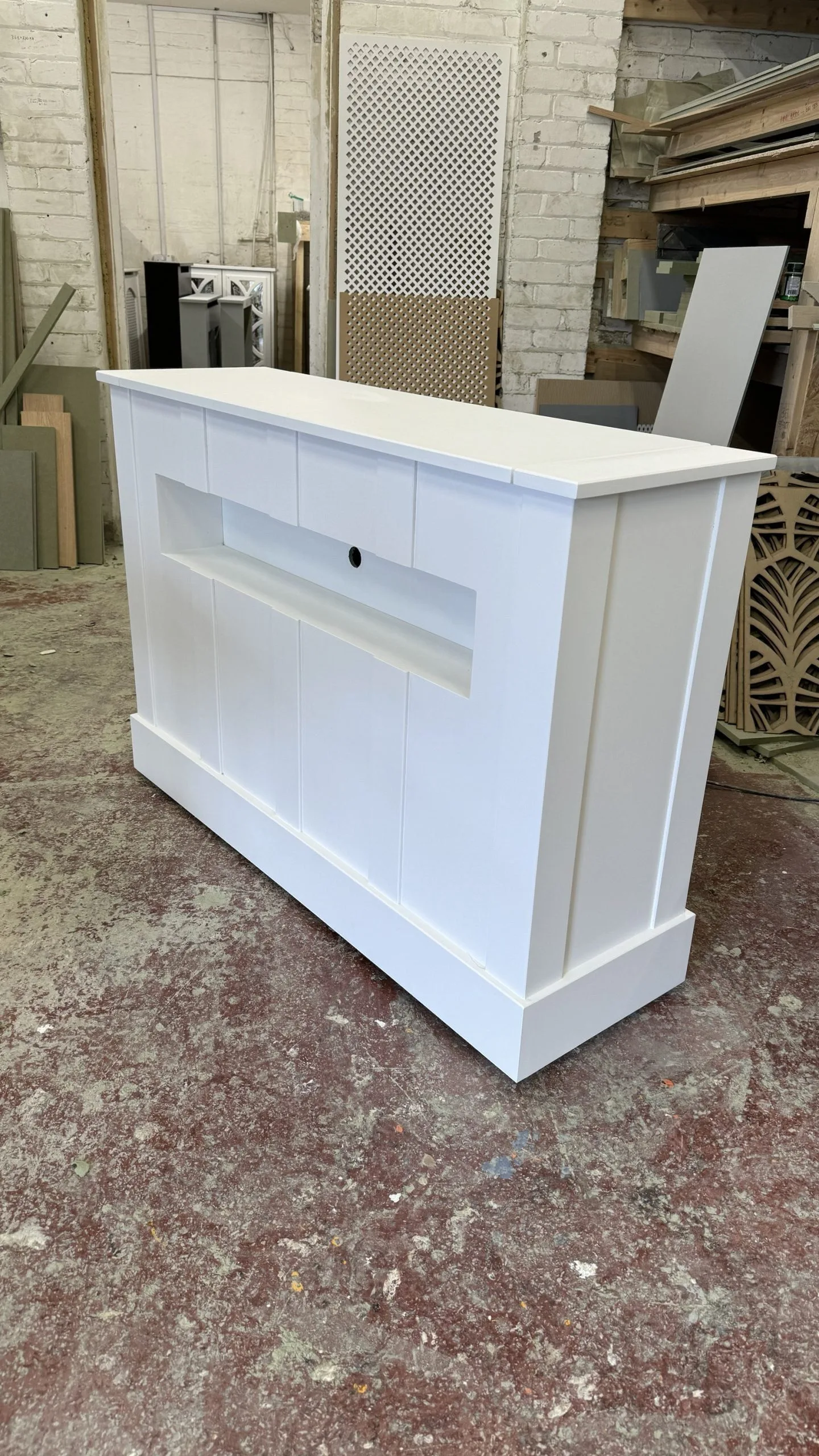 White Motorised TV Box Stand