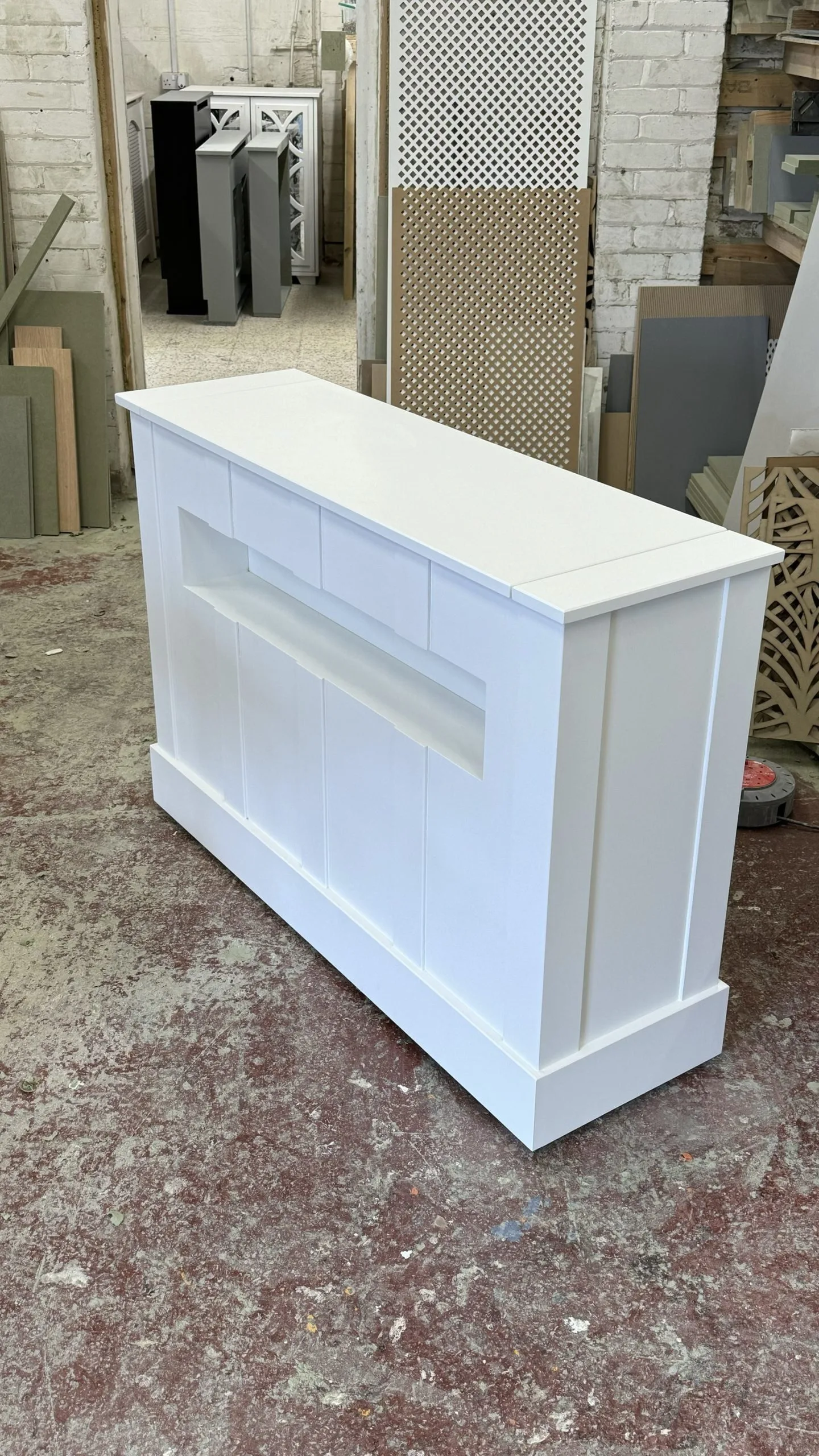 White Motorised TV Box Stand