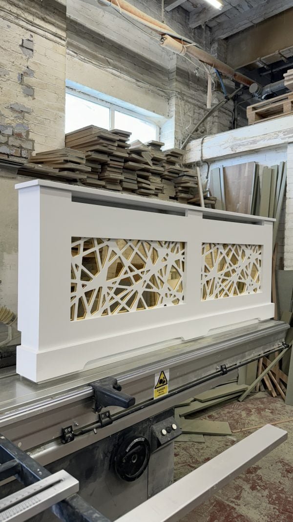 White and Gold Abstract Mirrored Radiator Shield