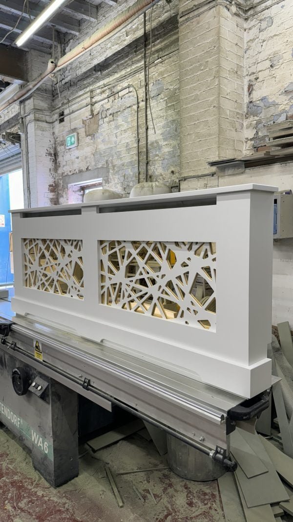 White and Gold Abstract Mirrored Radiator Shield