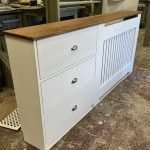 Radiator Cover with Side Drawers & Solid Oak Top – (Image white, walnut oak)