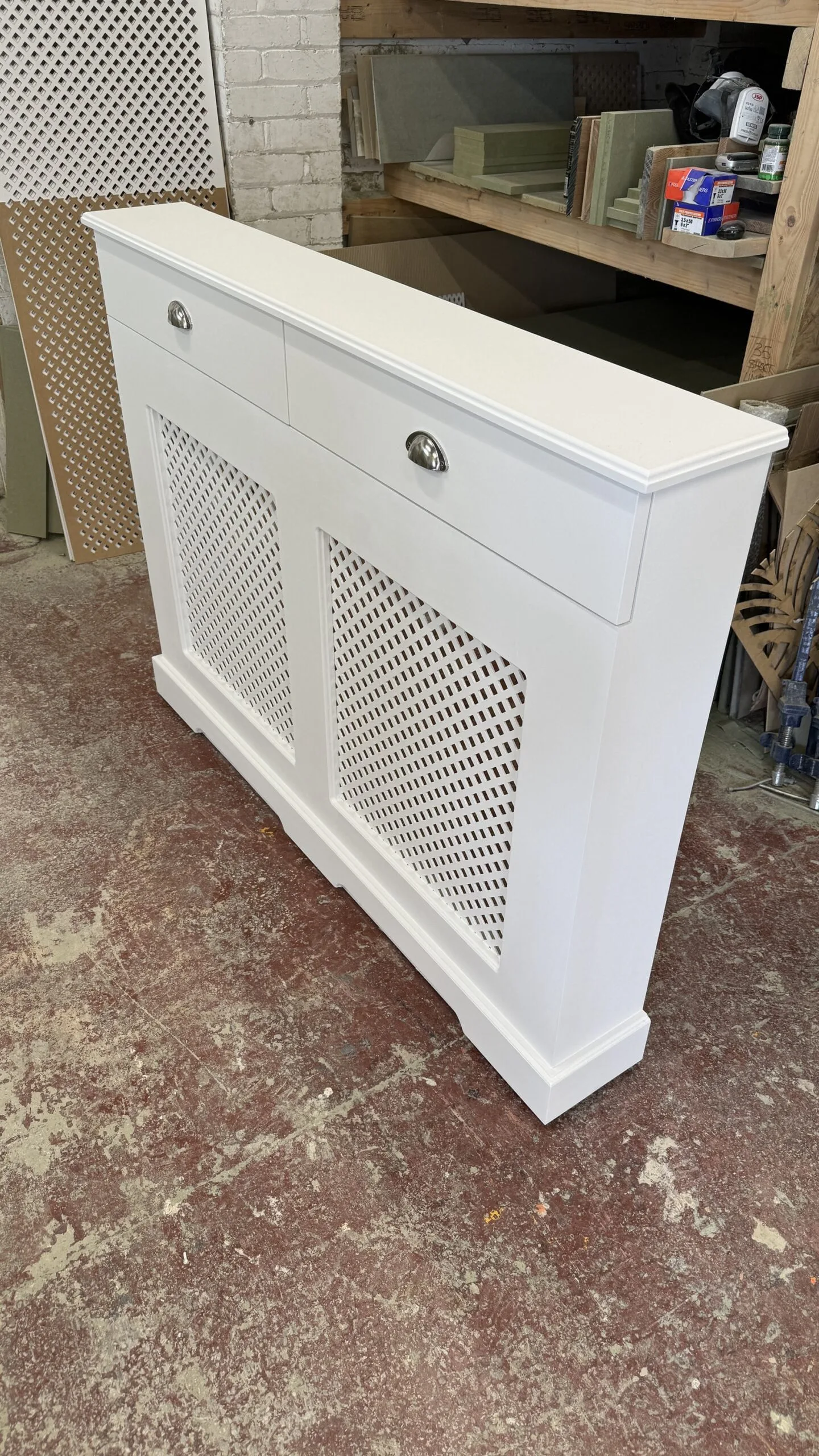 White Regency Grill Radiator Cover with Drawers