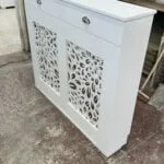 Radiator Cover With Drawers and Floral Grill Design (Image, White)