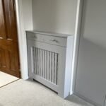 Narrow Vertical Slat Radiator Cover with Drawers (Pavilion Gray)