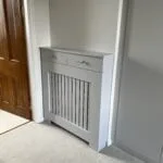 Narrow Vertical Slat Radiator Cover with Drawers (Pavilion Gray)