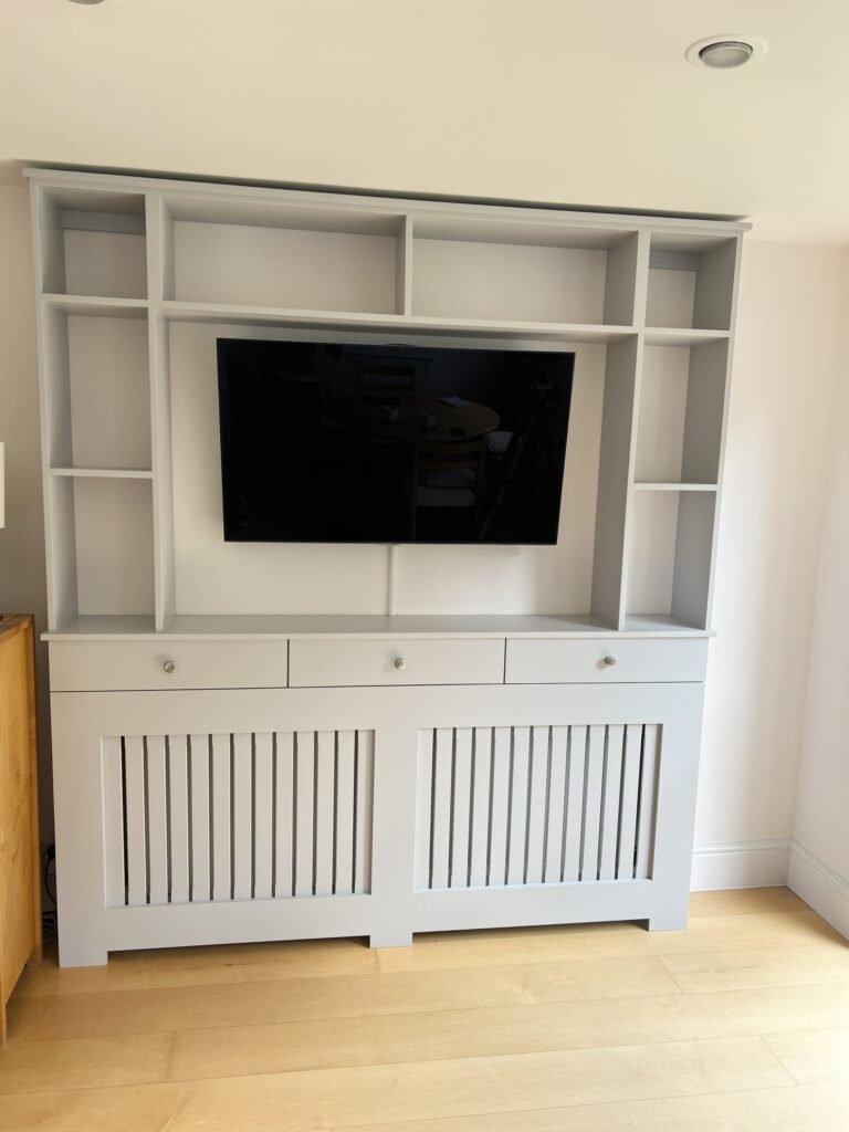 Pavilion Gray Bookcase Radiator Cover with Drawers | AUUNIQUE