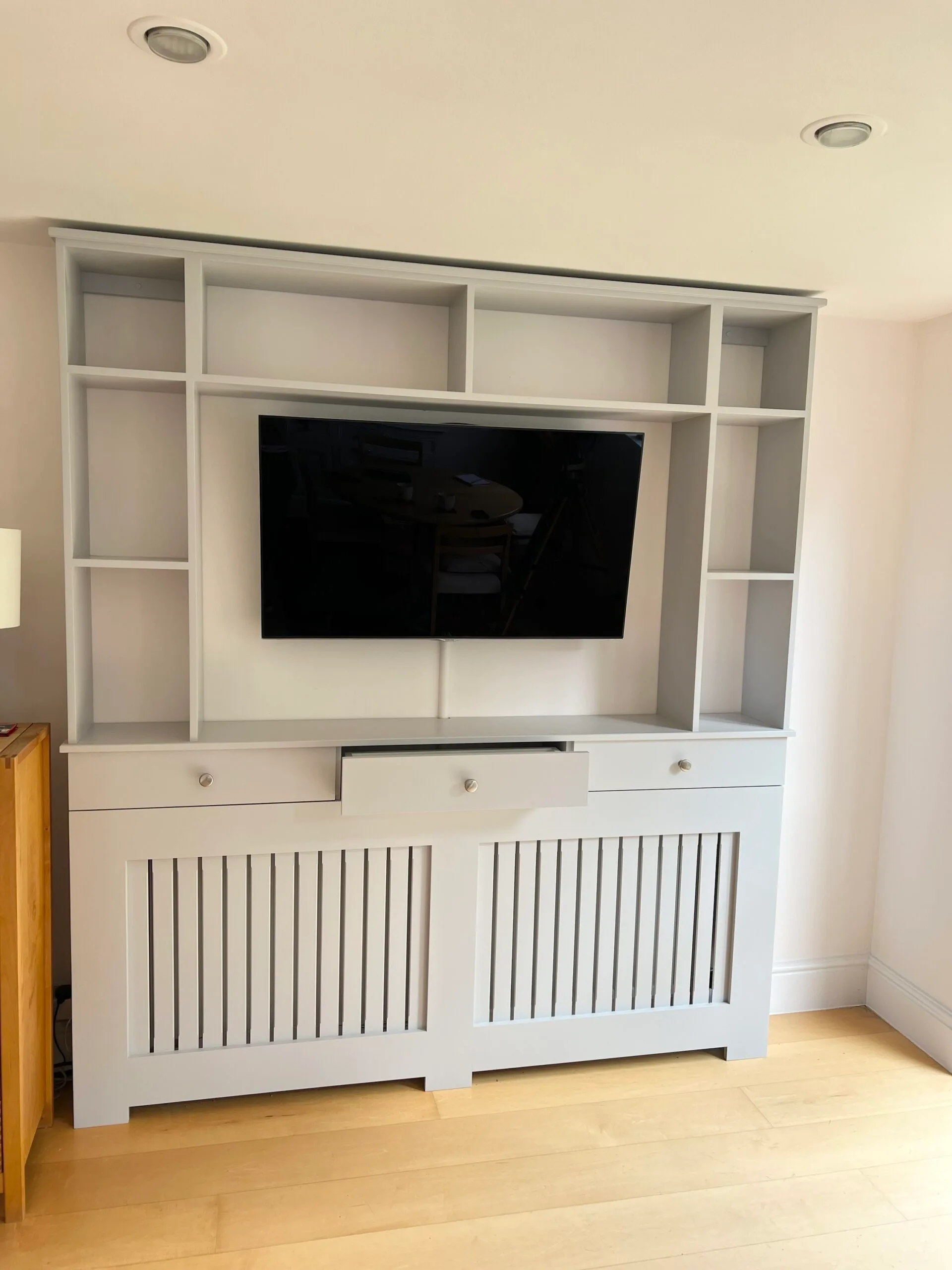 Pavilion Gray Bookcase Radiator Cover with Drawers