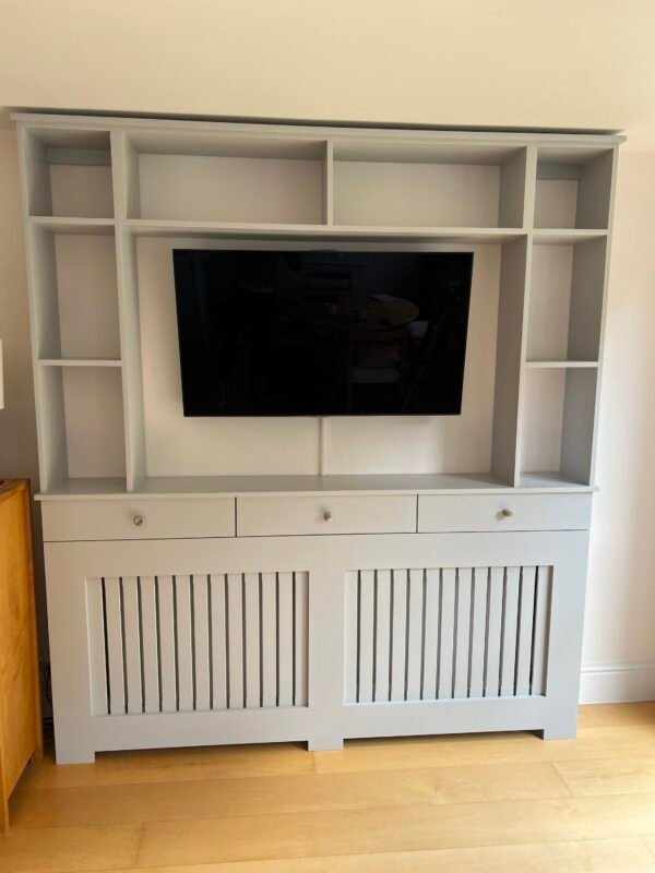 Pavilion Gray Bookcase Radiator Cover with Drawers