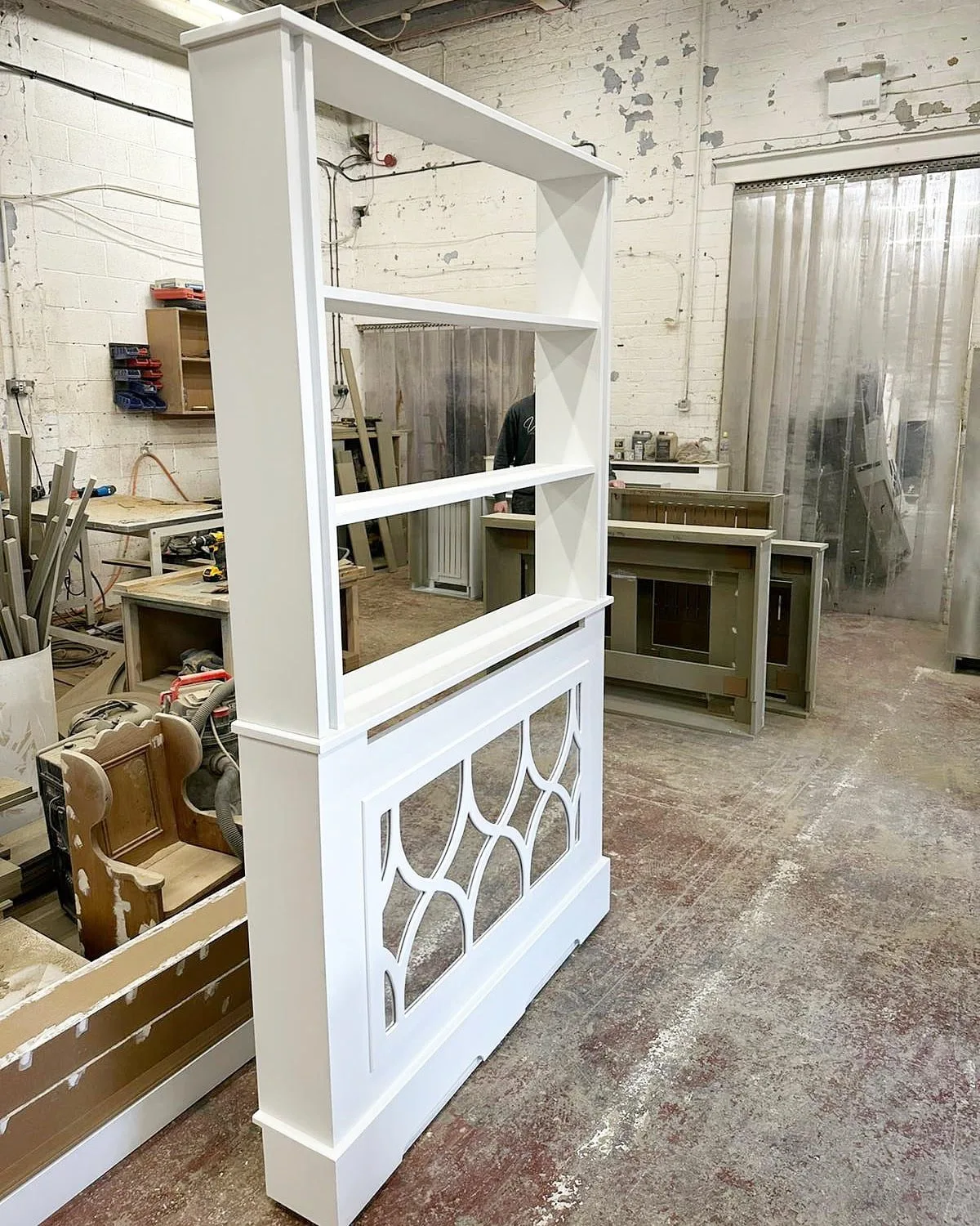 Mirrored Radiator Cover with Bookshelf, Bespoke Bookcase Radiator Cover
