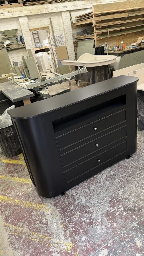 Matt Black Curved Motorised TV Stand