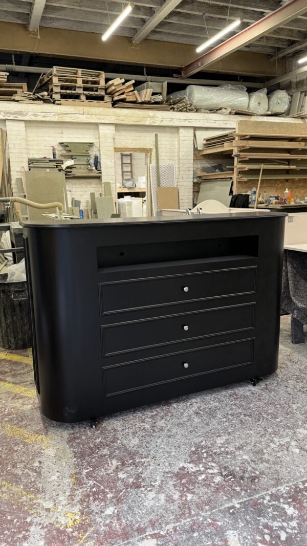 Matt Black Curved Motorised TV Stand