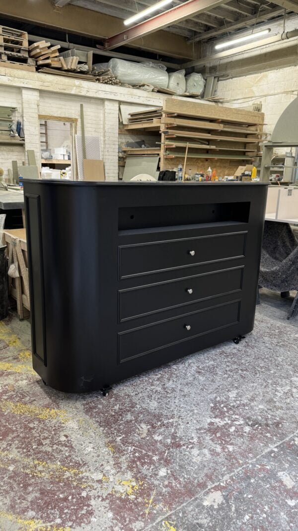 Matt Black Curved Motorised TV Stand