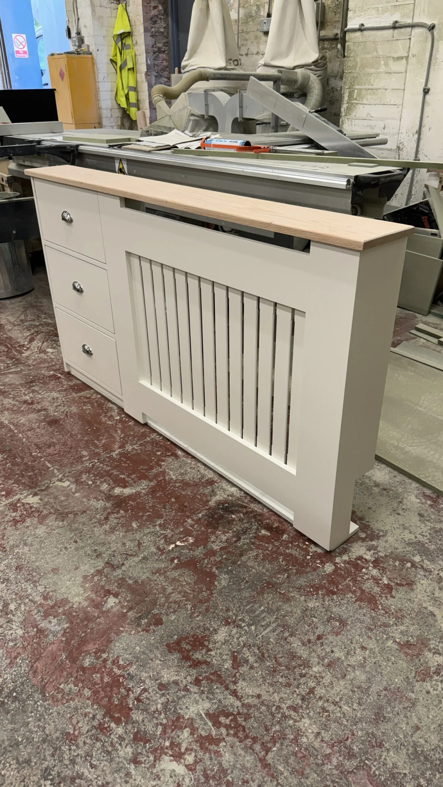 Radiator Cover with Side Drawers & Solid Oak Top