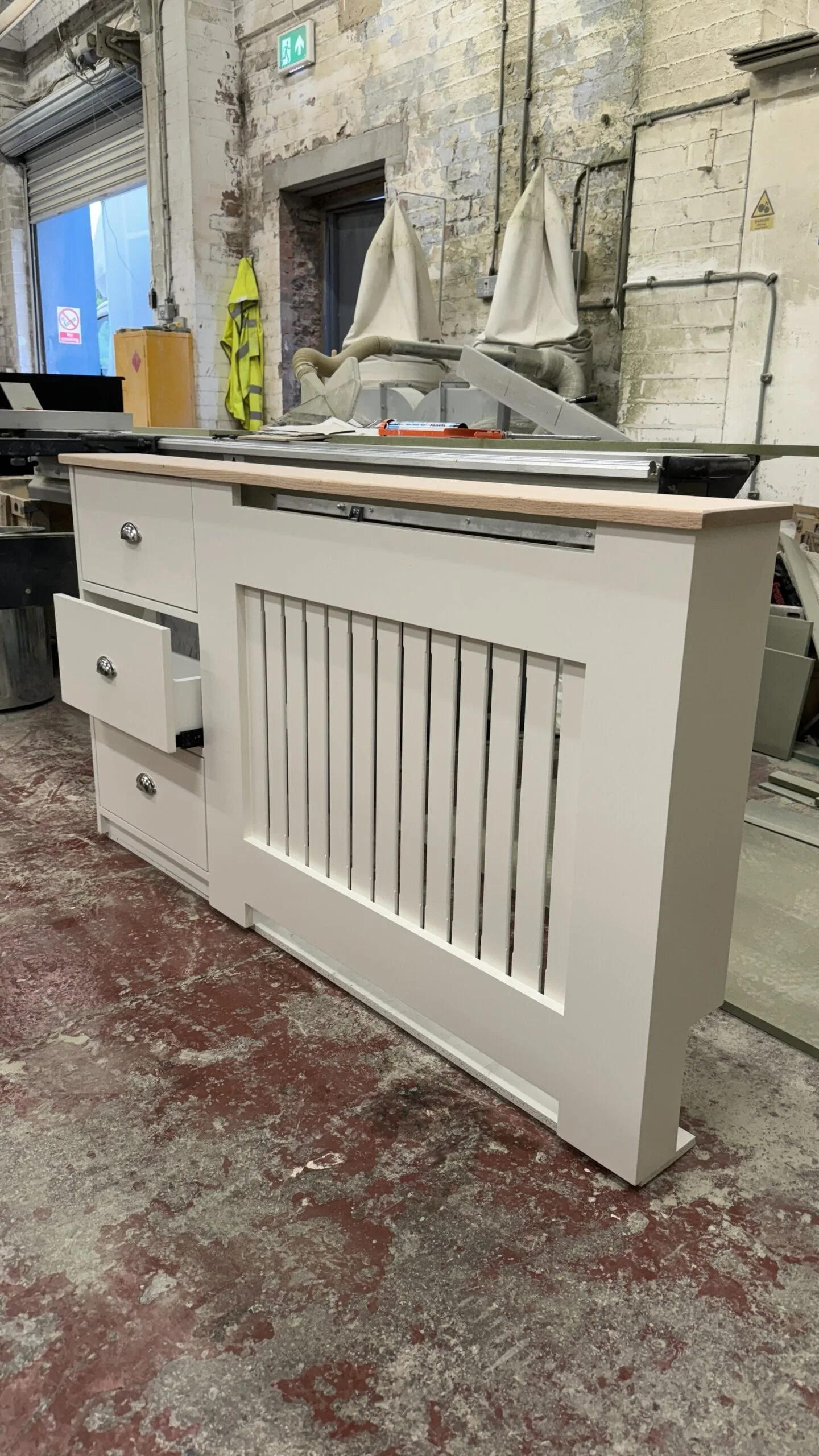 Radiator Cover with Side Drawers & Solid Oak Top