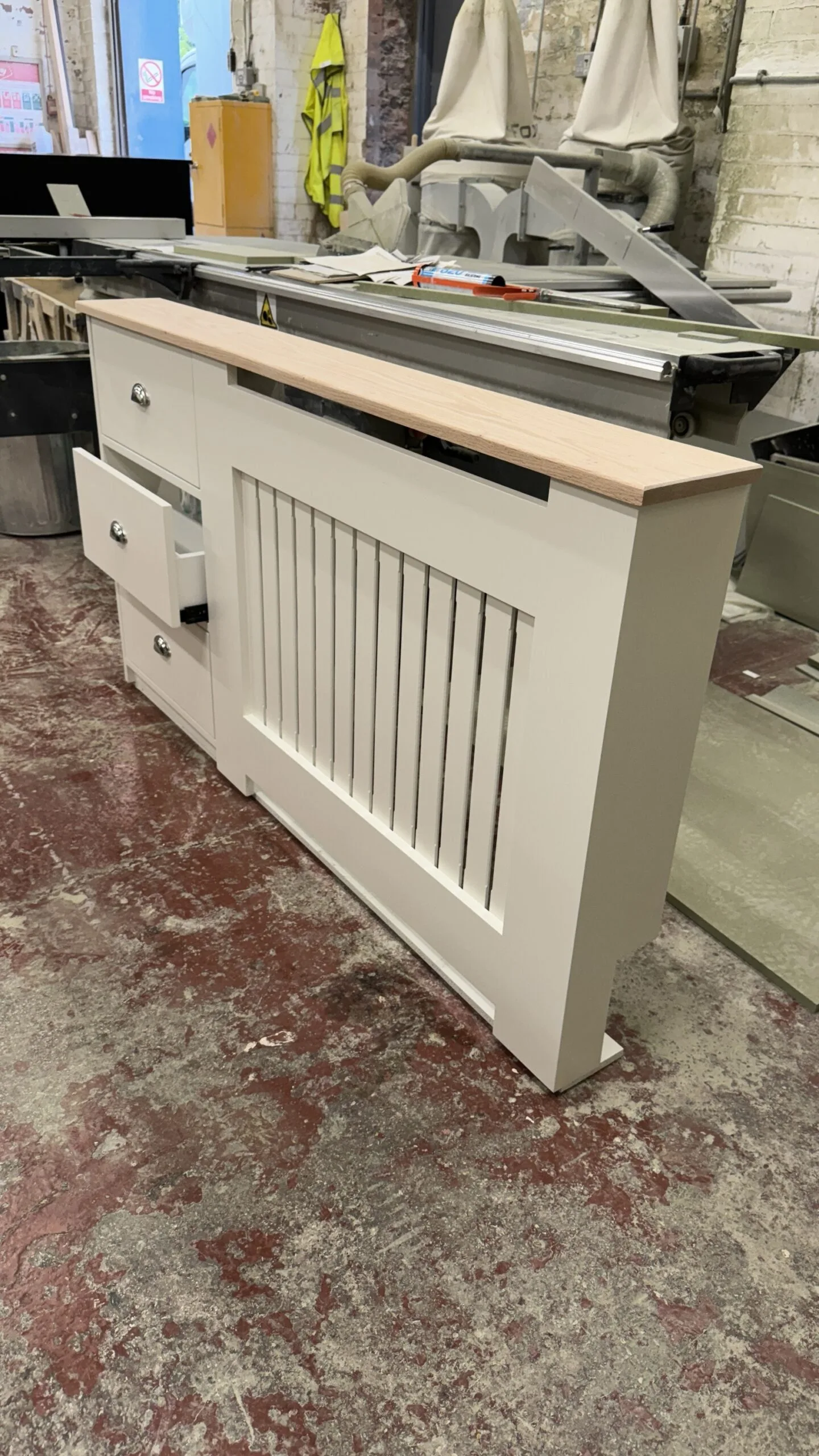 Radiator Cover with Side Drawers & Solid Oak Top