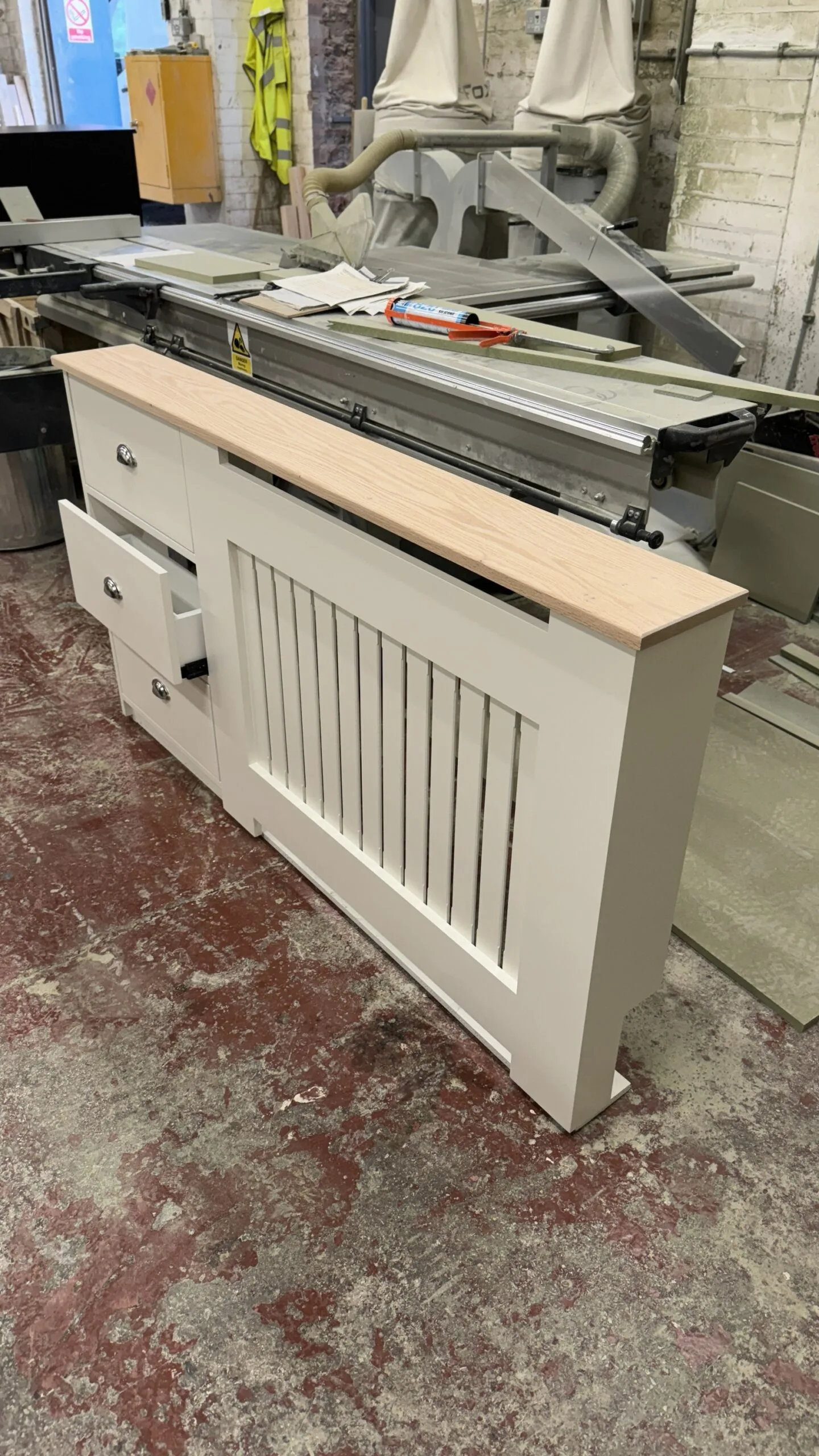 Radiator Cover with Side Drawers & Solid Oak Top