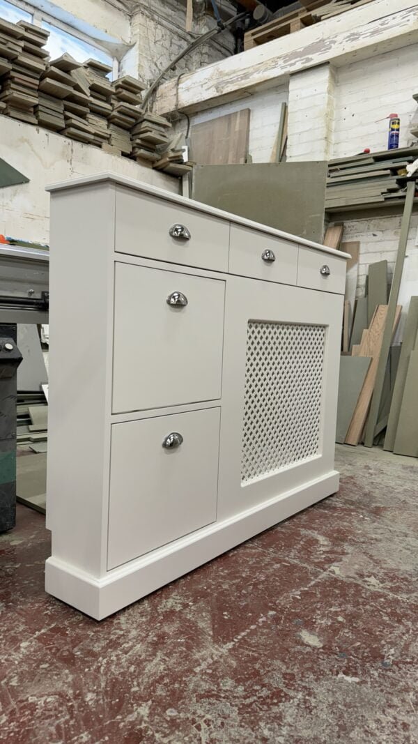 Regency grill radiator cover with shoe storage, drawers