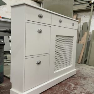 Regency grill radiator cover with shoe storage, drawers