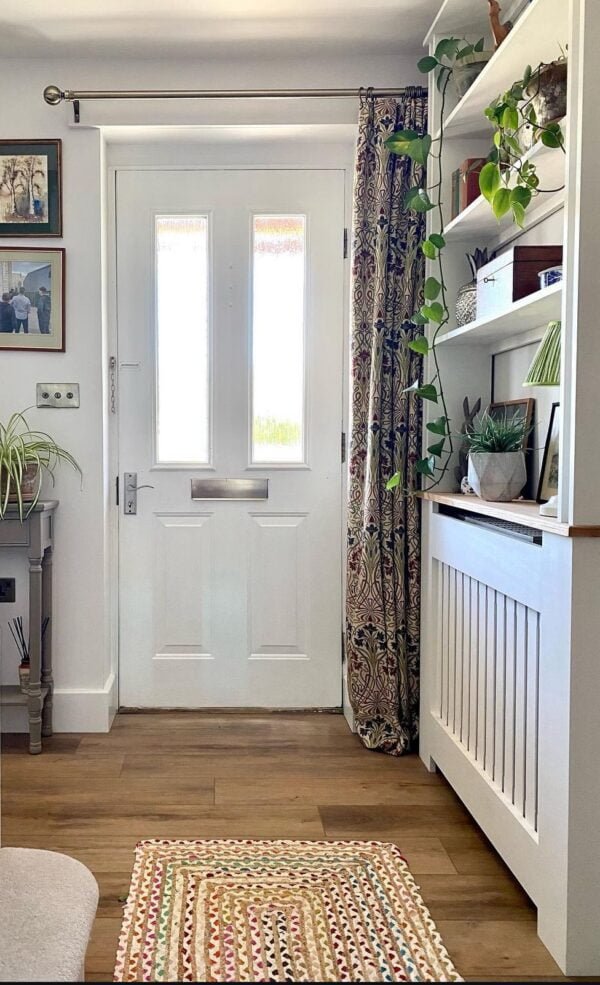 Vertical Slat Radiator Cover with Solid Oak Bookshelf