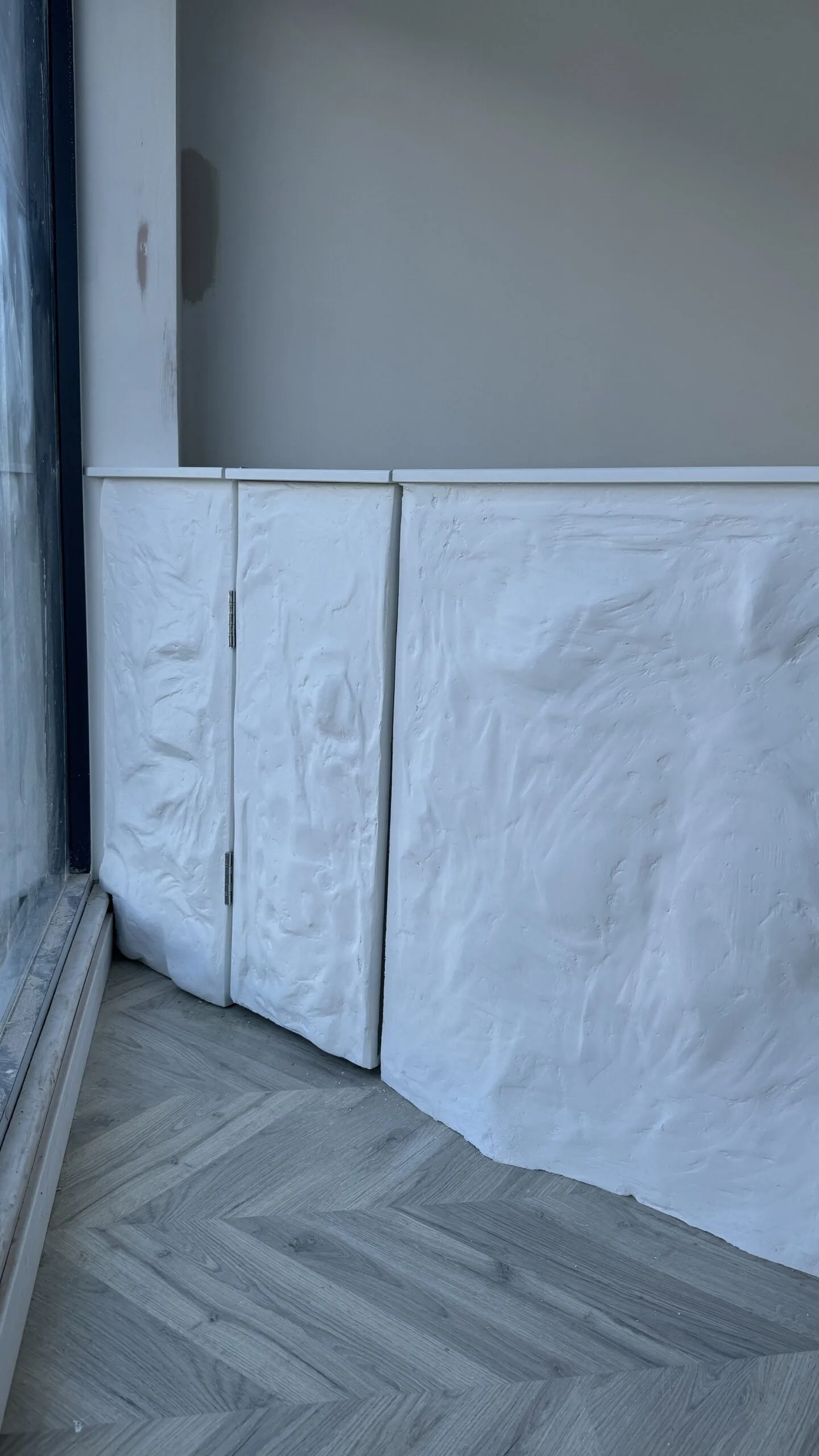 Curved Reception Desk, Stone Effect, White