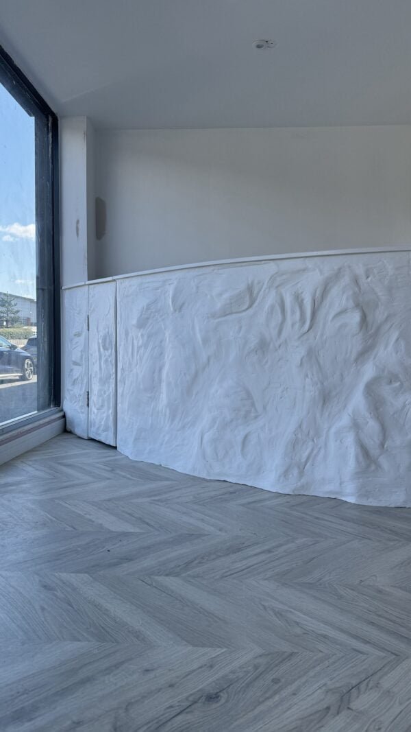 Curved Reception Desk, Stone Effect, White