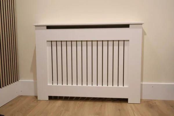Pre-Made White Vertical Slat Medium Radiator Cover