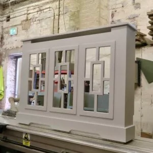 Bespoke Mirrored Radiator Cover with Rectangle Fretwork | AUUNIQUE