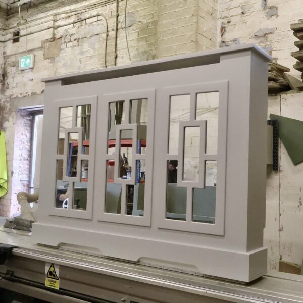 Bespoke Mirrored Radiator Cover with Rectangle Fretwork | AUUNIQUE