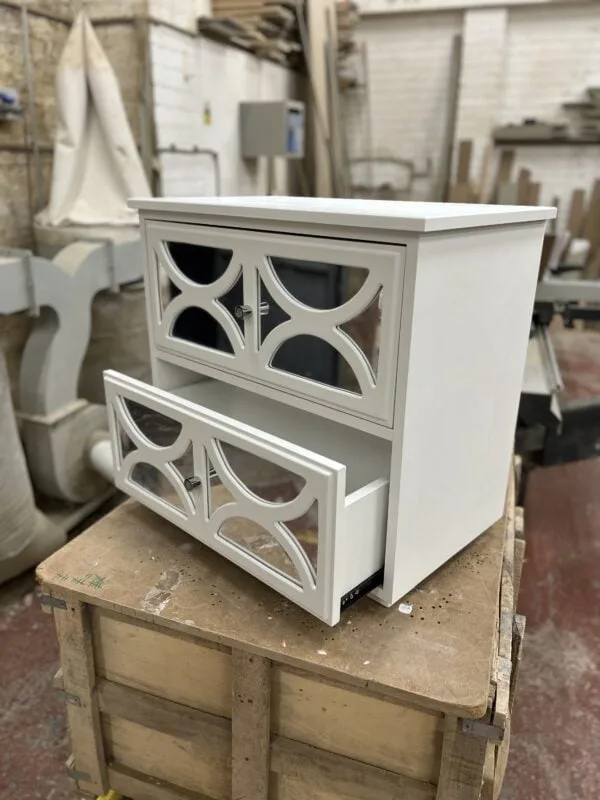 Handmade Bedside Table with Mirrored Drawers