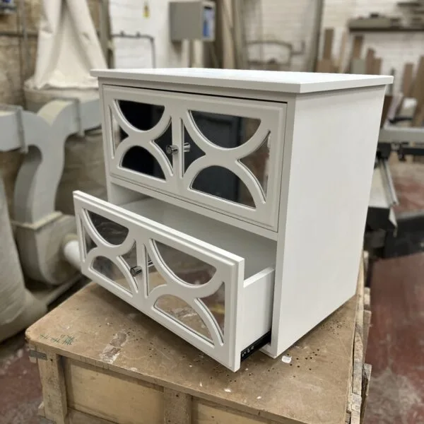 Handmade Bedside Table with Mirrored Drawers