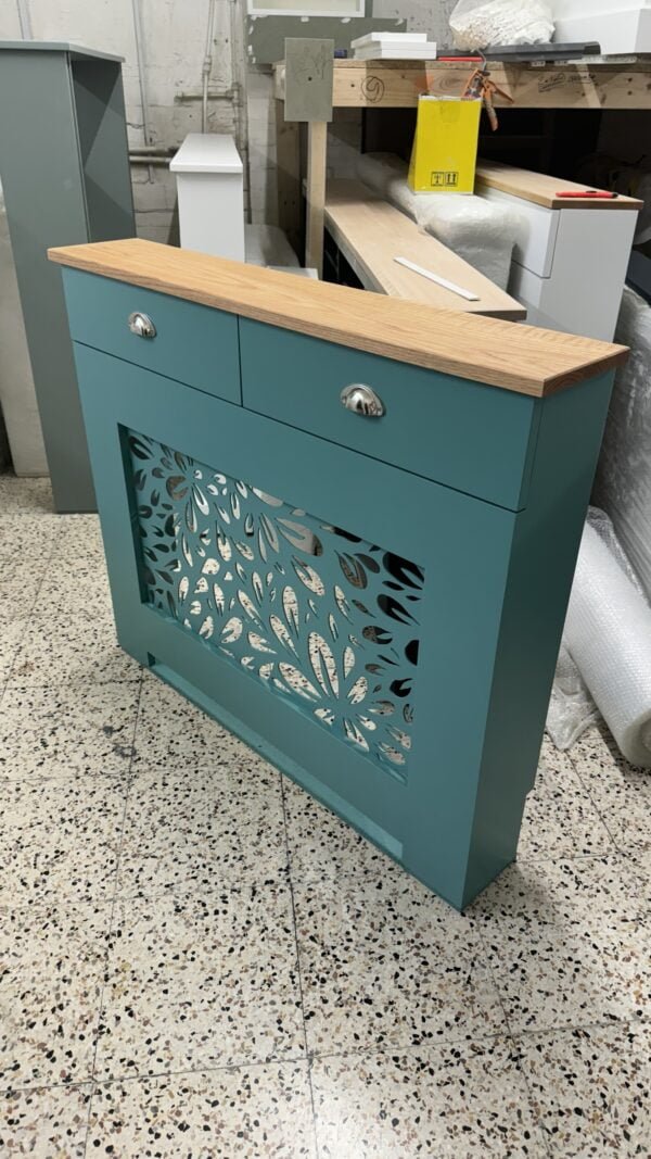 Radiator Cover with Solid Oak Drawers | Floral Design