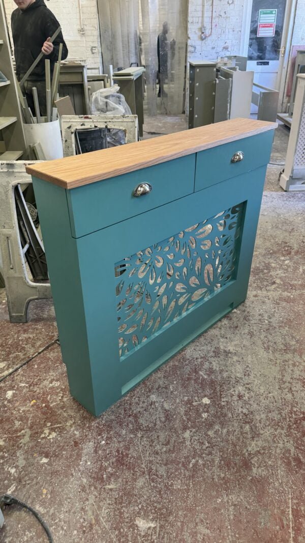 Radiator Cover with Solid Oak Drawers | Floral Design
