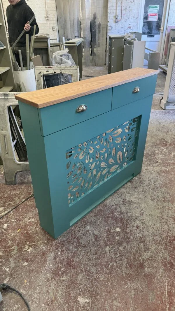 Radiator Cover with Solid Oak Drawers | Floral Design