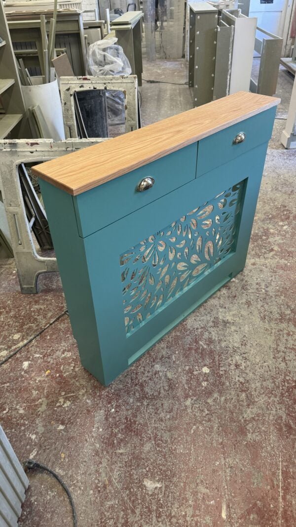 Radiator Cover with Solid Oak Drawers | Floral Design