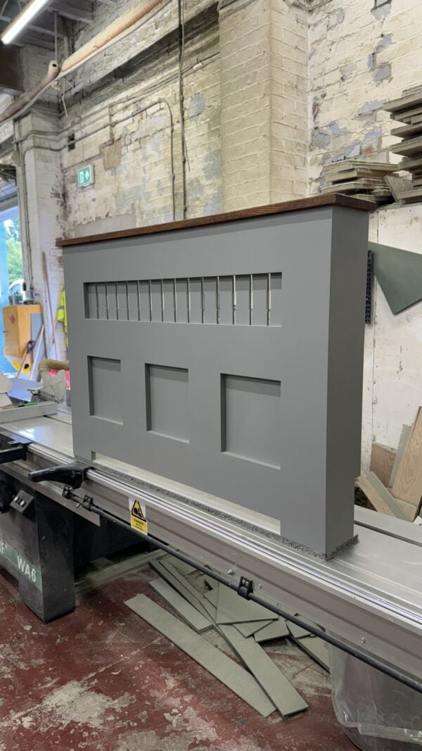 Light Grey Radiator Cover with Oak Top 80x115x15
