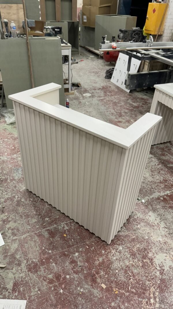 Small Reception Desk, Reeded Design with cupboard