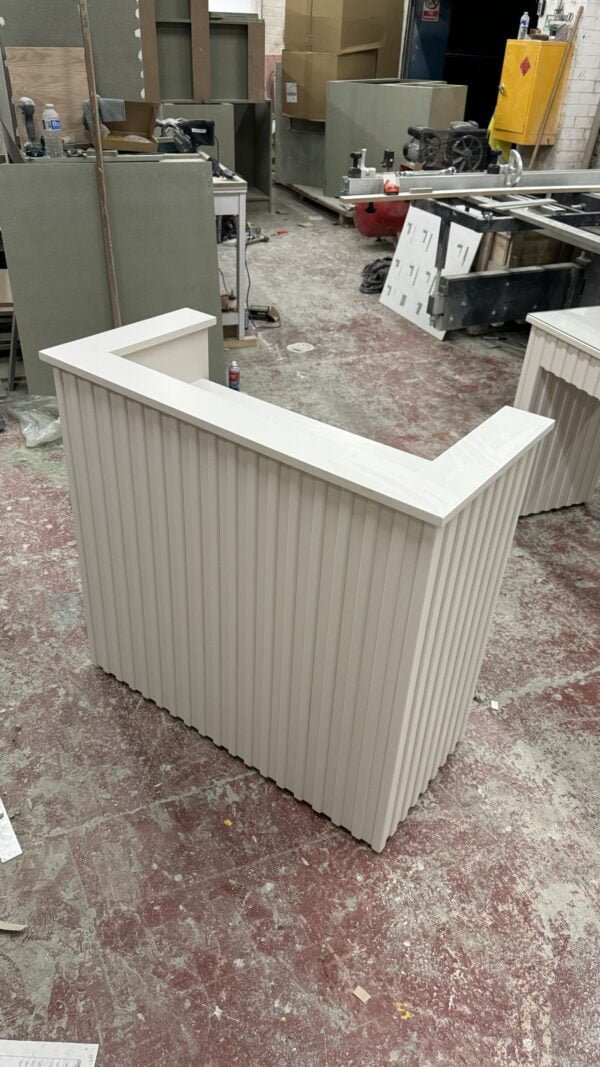Small Reception Desk, Reeded Design with cupboard